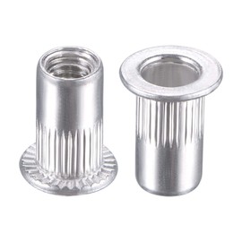 uxcell M4 Rivet Nuts Aluminium Alloy Knurled Flat Head Threaded Insert Nut Silver 25pcs