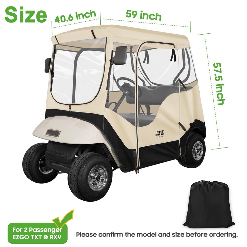 10L0L Golf Cart 2 Passenger Enclosure for EZGO TXT &
