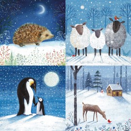 Museums & Galleries Box of 20 Beautiful Charity Christmas Cards - 'Moonlit Snowfall' - 20 Cards, 5 Each of 4 Designs, 13.5 x 13.5 x 6.5cm