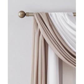 Warm Home Designs Pair of 2 Chiffon White & Nude Brown Canopy Bed Curtains. 35 x 216 Inches Bed Canopy Curtains for Twin, Full or Queen Size Bed. Great as Canopy for Girls Room. CHB White & Nude 216"