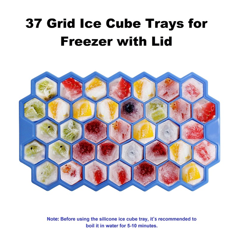 Ice Cube Trays for Freezer with Lid-37 Grid Silicone Ice