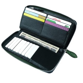 Nallyda Crocodile Embossed Cowhide Long Wallet, green