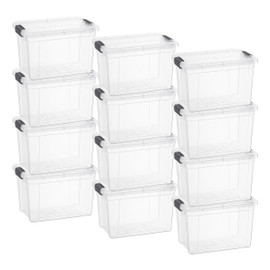 Superio Clear Storage Boxes with Lids, Plastic Container Bins for Organizing, Stackable Crates, BPA Free, Non Toxic, Odor Free, Organizers for Home, Office and Dorm (4.75 Quart, 12 Pack)