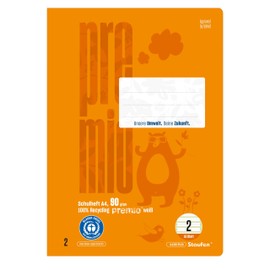 Staufen Green Learning to Write Book – DIN A4, Type 2 Ruling (4/4/4 mm Lined, Coloured Lined Ruling), 4 Books Each 16 Sheets, 90 g/m² Recycled Paper, Round Corners Prevent ‘Donkey Ears’