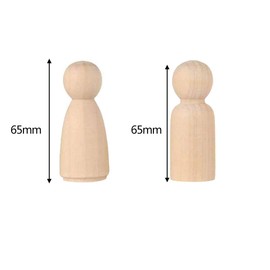 Wooden Peg Doll, 20Pcs Wooden Men and Women Doll Children's Art Creative DIY Crafts People Decorations, Wood Color (65mm)
