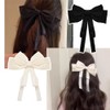 Satin Hair Bows for Women Girls Black White Silky Bows