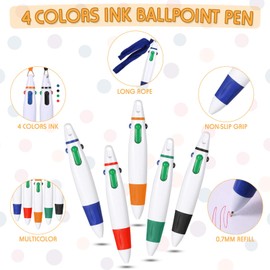 Retractable Pen on Lanyard Neck Pens Pen in a Rope Shuttle Pen 4 Color Ink Ballpoint Pen with Chain for Nurses Students, Office School Home Supplies (30 Pieces)