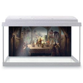 Aquarium Fish Tank Background 90x45 cm - Last Supper Art Artistic Static Cling Vinyl Vivarium Terrarium External Application #53028