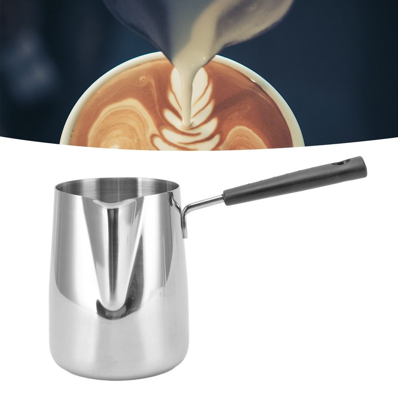 Long Handle Coffee Toroid Pitcher 304 Stainless Steel Rustproof Smoother