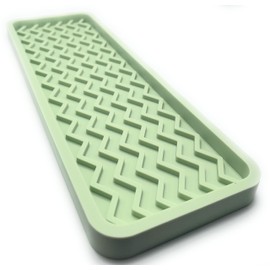 Happitasa Silicone Kitchen Sink Organizer Tray, Sponge Holder and Countertop Protector | Bathroom and Kitchen Soap Dish and Dispenser Tray (Pistachio, 12" x 4", 9.2 Ounces, Zigzag)