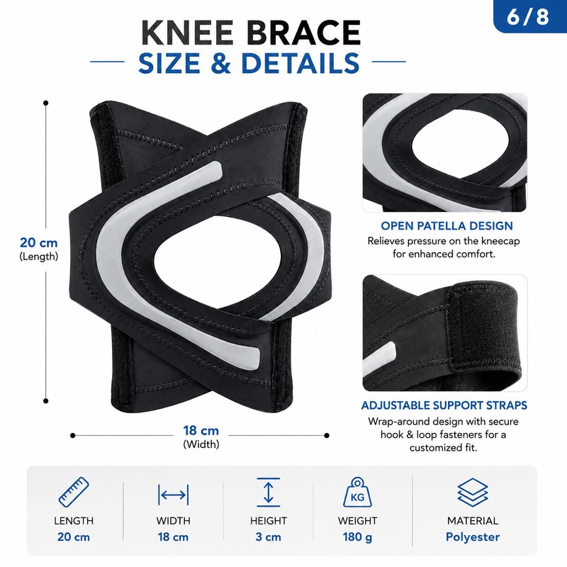 Adjustable Knee Brace for Sports Support – Open-Patella Wrap with