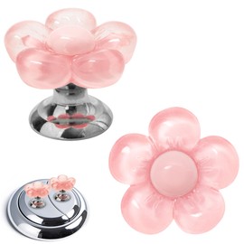 Toilet Button Pusher for Nail Protection, Toilet Seat Lifter Accessories, Cute Flower Toilet Tank Button for Long Nail Aid (2PCS Rose Pink)