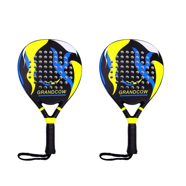Padel Tennis Racket Racquet Carbon Fiber Power Lite Pop EVA Foam POP Tennis Paddle Paddleball Racket Racquets (2Pcs Black)