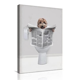 QPLGTU Bathroom Animal Decoration Pictures, Interesting Animal Poster Decoration Pictures, Bath Cow Poster Decoration Canvas Painting, Frameless (Style 1, 20x30cm*1)