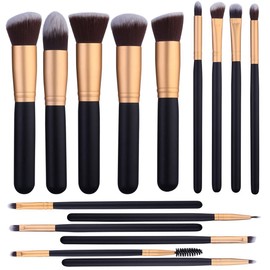 14 Pcs Makeup Brushes Set Kabuki Foundation Contour Blending Blush Concealer Face Eye Shadow Brush Synthetic Complete Cosmetic Brush Kit for Powder Liquid Cream
