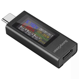 SunnyOcean USB C Tester Meter, Type-C Digital Multimeter, 4-30V 0-12A 0-360W PD Voltmeter Current Meter Power Meter, USB Capacity Voltage Tester, Power Capacity Detector