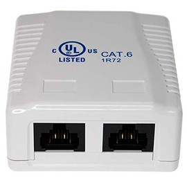 2 Port Cat6 Surface Mount Box, 2 Cable Entrance - White by PI Manufacturing
