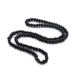 COLORFUL BLING 8MM Natural Wood Bead Necklace Africa Wooden Chain Statement Unisex Chunky Strand Necklaces Hip Hop Jewelry-black