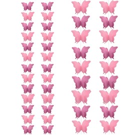 Ovanda Butterfly Decoration Birthday, Pack of 4 Paper Butterfly Banners, 3 m 3D Butterfly Garland for Hanging, Colourful Butterfly Paper Garland for Wedding, Birthday Party Decoration