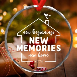 House Warming - Housewarming Gifts for New House New Beginnings Housewarming Gift Ideas for Women - New Home Gifts for Home New Home Owners Gift Ideas - Round Glass Ornament
