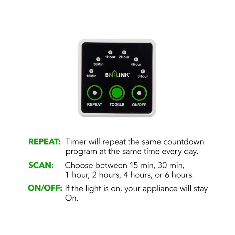 BN-LINK Smart Digital Countdown Timer, Repeat Cycle Timer with 3-Prong