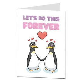 Funny Anniversary Card For Wedding Or Relationship. Perfect For Wife Husband Boyfriend Girlfriend. Cute Penguin Let's Do This Forever