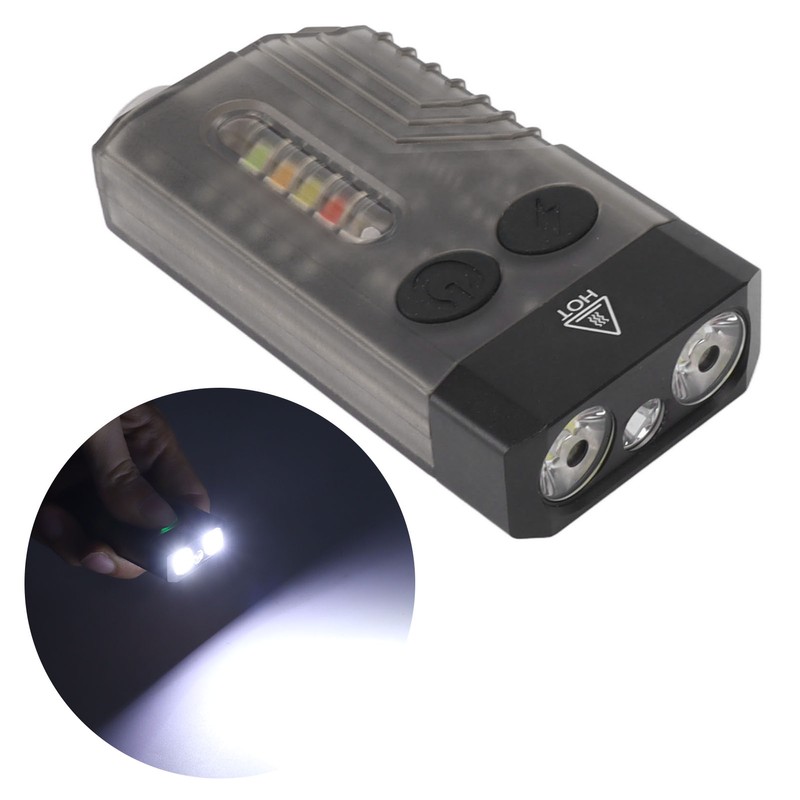 Mini Flashlight Portable Rechargeable Buzzer Alarm Keychain Light for Camping
