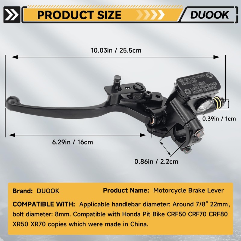 DUOOK 7/8" Universal Left Hydraulic Brake Lever Handle Master Cylinder