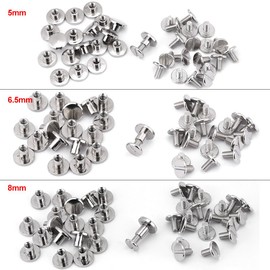 Flat Rivets for Screws, 20 Pieces Brass Button Rivets with Flat Head Nail Rivets for Leather, Screw Rivets for Belt, Strap Bag Shoes Decoration Book Screws (5mm)