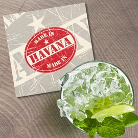 Unbranded Made In Havana Grunge Travel 4'' X 4'' Square Wooden Coaster