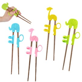 Chopsticks for Children, 4 Pairs Training Chopsticks, Reusable Children's Chopsticks, Learning Chopsticks, Animals Learning Chopsticks, Elephant Giraffe