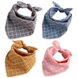 4Pcs Dog Bandana for Small Medium Large Dogs, Summer Dog Bandana Cat Dog Kerchief Dog Triangle Bibs Scarf Adjustable and Washable Dogs Decoration Accessories for Dog Cats Puppy (One Size, Checkered)