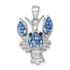 JewelryWeb 15.5mm 925 Sterling Silver Rhodium Plated Polished Blue Crystal