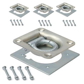 Cavo 4 PCS Recessed D-Ring Tie Down Anchors with Screws, Heavy Duty Zinc Plated Steel D-Ring Kit for Truck Pickup Trailer Cargo, Includes Mounting Plate, Carriage Bolts, Hex Nuts