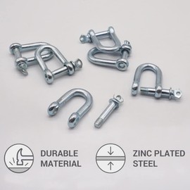 (Pack of 10) Galvanised Steel Shackles 6mm Shackle Clip with Pin D Ring Shackle Locks Heavy Duty Rigging (Pack of 10, 6mm)