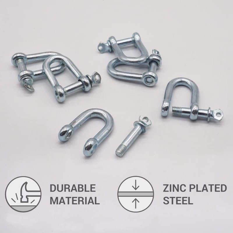 (Pack of 10) Galvanised Steel Shackles 6mm Shackle Clip with