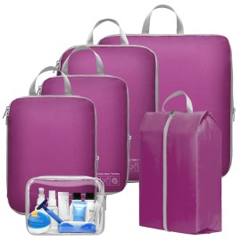 Cambond Compression Packing Cubes Travel - 6 Set Packing Cubes for Carry on Suitcases