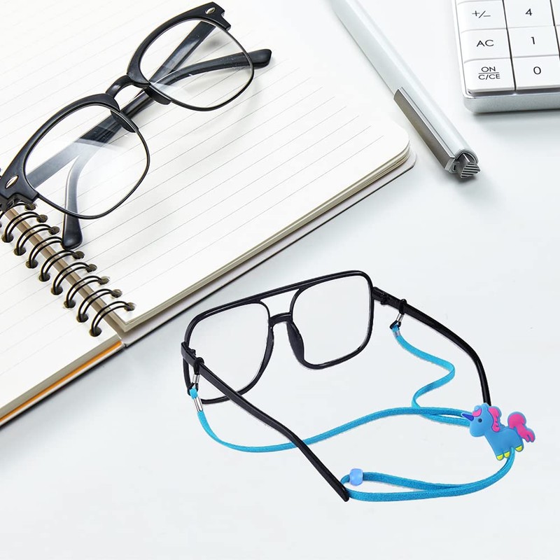 SKYCOOOOL Kids Glasses Strap (8PCS) Unicorn Rainbow Adjuster Stretchy Eyeglass