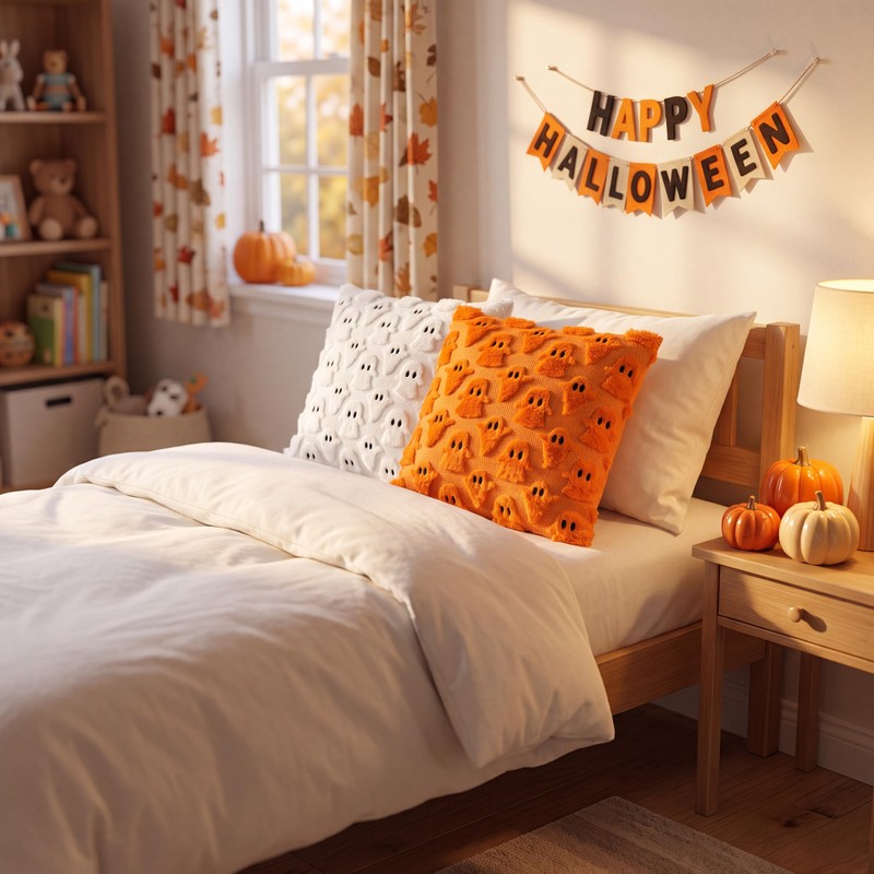 Halloween Pillow Covers 18x18In Set of 2 White 3D Ghost