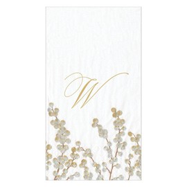 Caspari Berry Branches Single Initial Paper Guest Towel Napkins Letter W - 15 Per Package