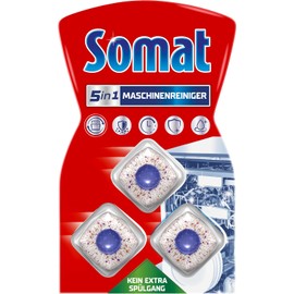 Somat 5-in-1 machine cleaner (3 washes), anti-limescale dishwasher cleaner for monthly use, cleaning tabs for the dishwasher for longer life, no extra rinse cycle