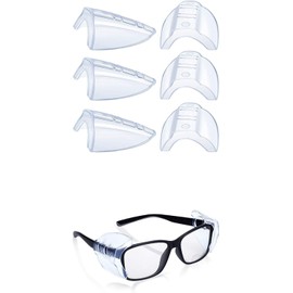 Colexy Glasses Side Protection, 3 Pairs Transparent Protective Glasses, Side Protection, Flexible Clip On Protection for Safety Glasses, Safety Eye Glasses, Side Protection for Small to Medium Glasses