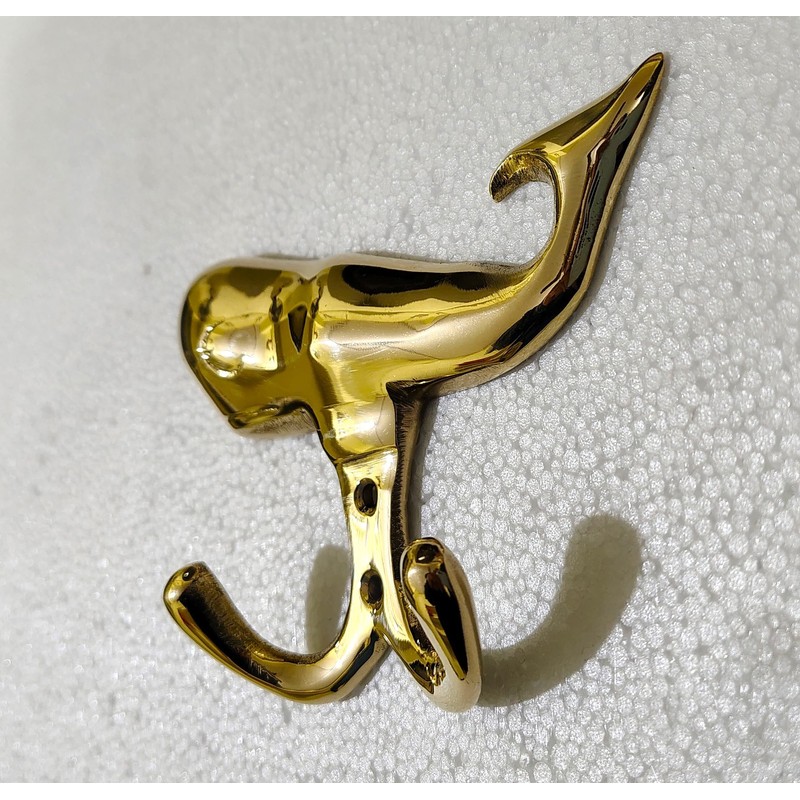 DECORVOID Brass Whale Wall Hooks, Decorative Solid Brass Key Hanger