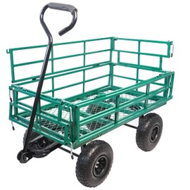 with a Four-Wheeled Trailer with a Double-Deck Detachable Side, The Steel Multifunctional Heavy-Duty net car can be Used in Farms, Warehouses and Other Places.