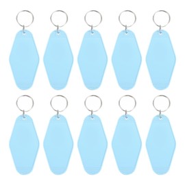 PATIKIL Vintage Motel Keychain, 10 Pack Blank Hotel Keychains Rhombus Retro Key Tag for DIY Crafts Ornament Backpack Luggage Labels Tags, Sky Blue