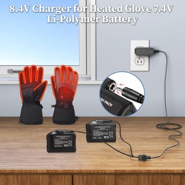 8.4V Charger for Heated Glove 7.4V Li-Polymer Battery Power Cord Compatible with Savior Snow Deer Sun Will Heated Gloves, Heated Socks, Heated Vest Battery AC Adapter Charging