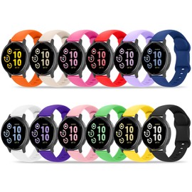 Tiorecime 12 Pack Bands Compatible with Garmin Vivoactive 6/Vivoactive 5/Vivoactive 3, Venu 2 Plus/Venu Sq/Venu, Forerunner 645/245 Music Watch Band, 20mm Soft Silicone Sport Strap for Women Men