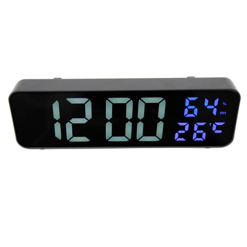 LED 9.1in Mirror Clock Multifunctional Digital Alarm Date Humidity Clock