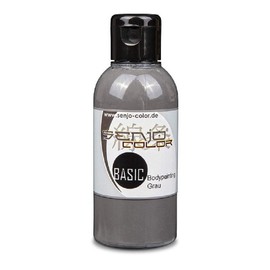 Bodypainting Farben Senjo Color Basic 75ml Grau I Gesichts- & Körperfarbe I Karneval, Fasching I Pinsel & Airbrush Farbe