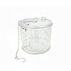 Commercial Grade D 3.9" X H 3.3" Genuine Stainless Steel 18/8 Perforated Round Strainer - One Touch Lock System - Restaurant & Home Use